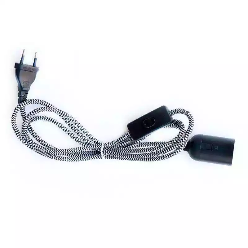 Imagen destacada de Cable textil E27 con interruptor y enchufe en Para casquillos: E14 - E27 - E40